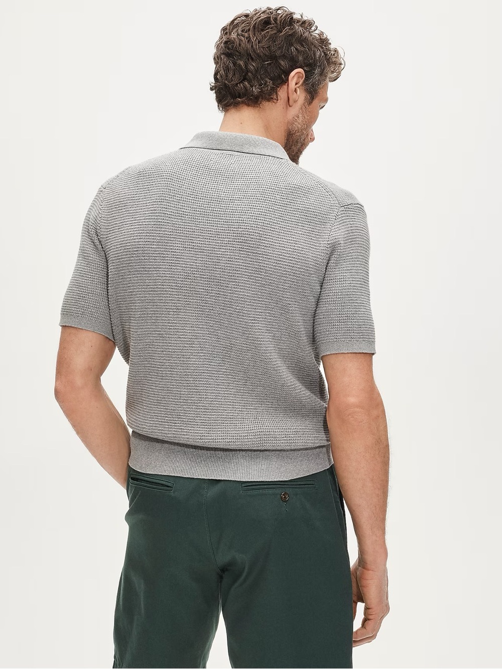 J. Crew Men's Light Gray Knit Polo - Picture 2 of 4